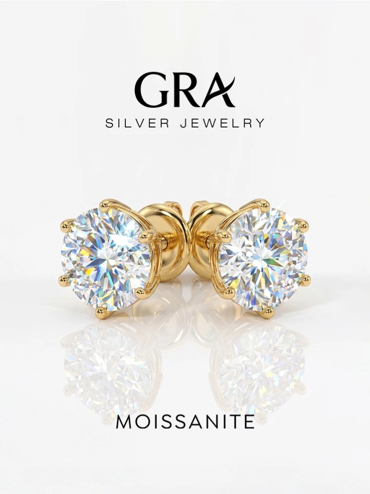 GRA 0.5-1CT Brilliant Thread Lacework Moissanite Diamond Stud Earrings For Women Real 925 Sterling Silver Wedding Fine Jewelry