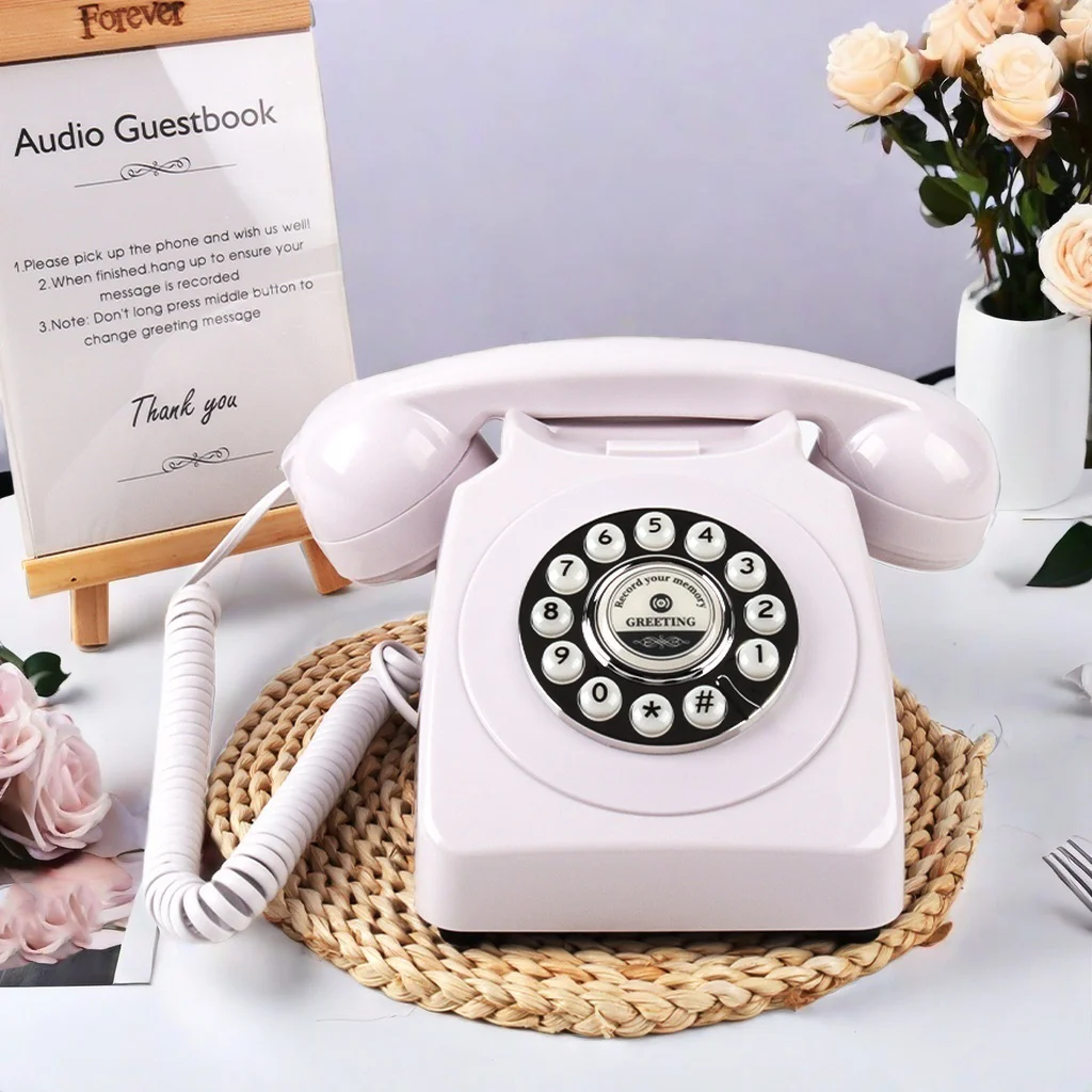 Audio Guest Book Wedding Phone Bridal Gifts Vintage Guest Book Telephone Record Customized Voice Message for Your Wedding Party