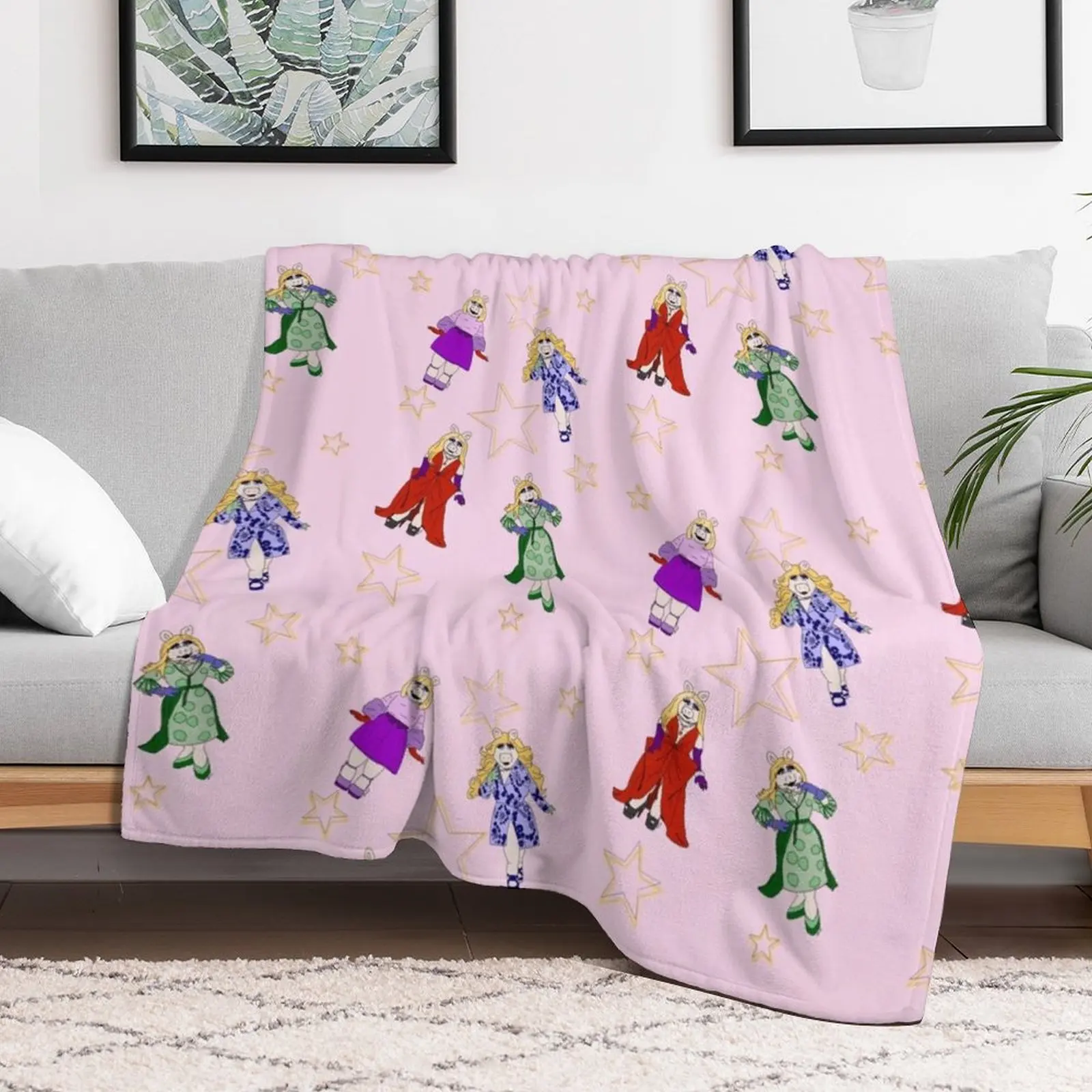 Miss Piggy is a Star- Pink Throw Blanket Single Summer Weighted Blankets