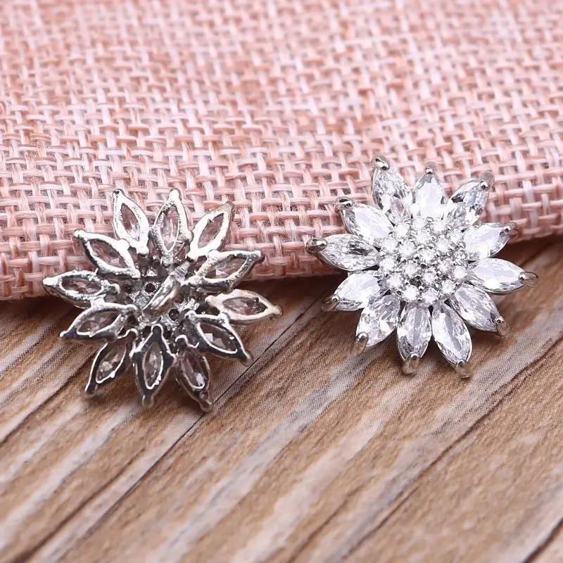 

5Pcs 20mm for Rhinestone Metal Buttons with Loop Crystal Alloy Embellishments for DIY Jewelry Crafts Wedding Accessory