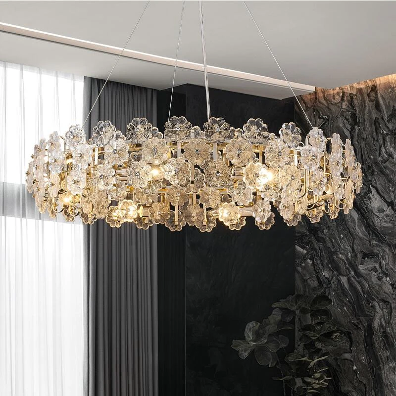 

Luxury chandelier modern living room lamp crystal flowers creative art glass decorative lighting
