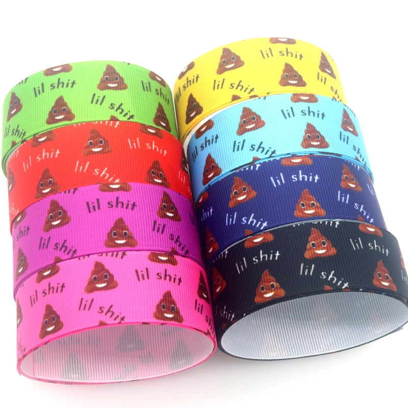 DHK 50yards Lil Shit Printed Grosgrain Ribbon Accessories Material Headwear Decoration DIY Sewing Craft S1821