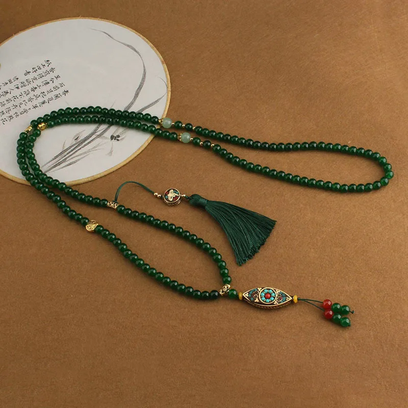 Geometrische Quaste Anhänger Kupfer Runde Perle Umhängetasche Kette Ethnischen Stil Frauen Mode Vielseitige Lange Halsketten Schmuck – Detail 3