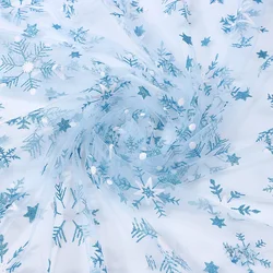 0.5/1/2/3 Yard Christmas Gold Snowflake Print Mesh Fabric for DIY Princess Dresses,Stage Costumes,Festive Atmosphere Decoration