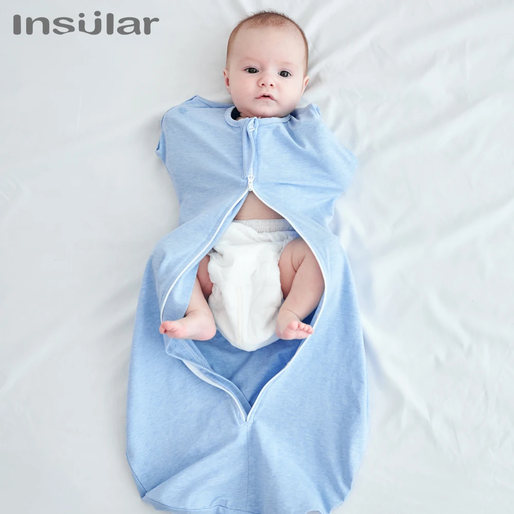 Newborn Baby Swaddle Sleeping Bag Raised Hand Anti-shock Swaddle Blanket Double Zipper Sleepsacks Newborn Baby Cotton Sleepwear