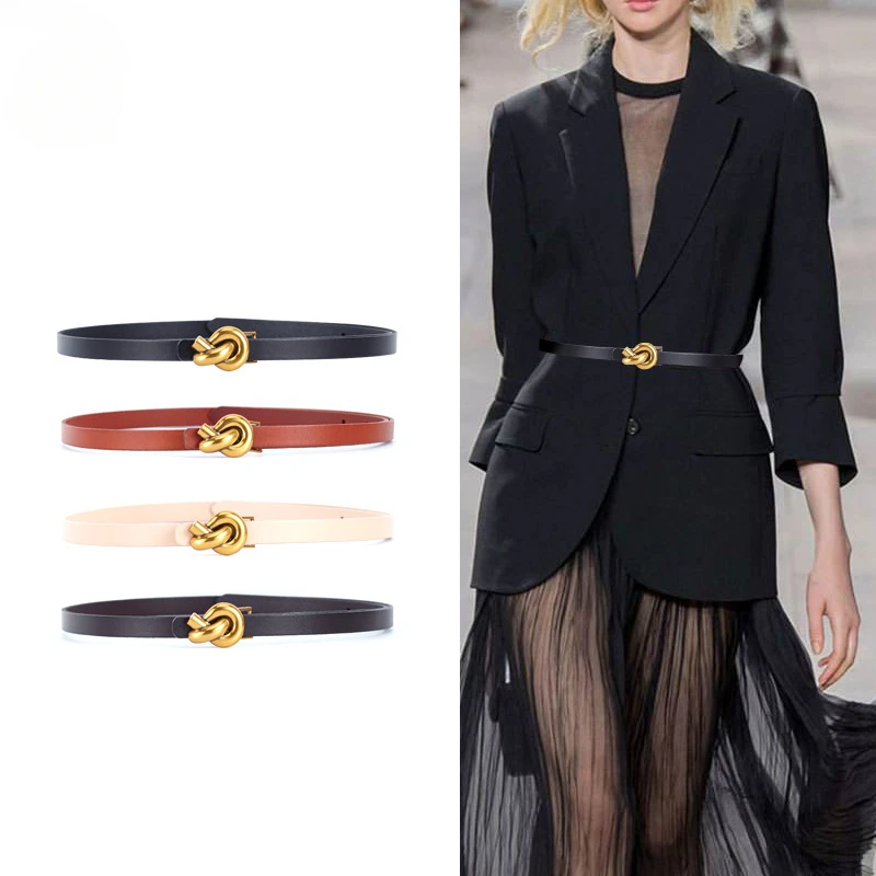 

Leather Belt Female Fashion Decoration Advanced Sense Alloy Simple Belt Top Layer Cowhide Belts for Women