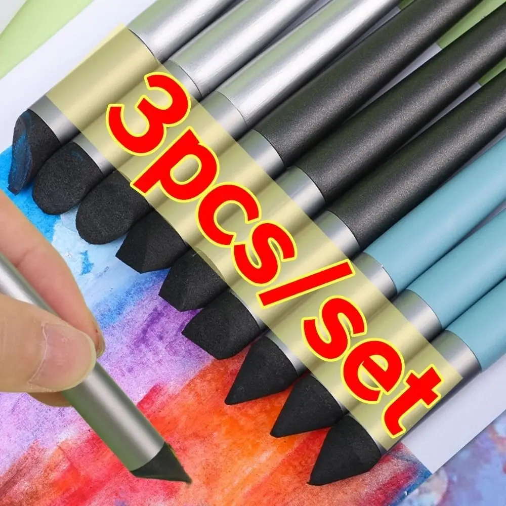 3Pcs Soft Sponge Head Oil Pastel Blending Pen Reusable Washable Smudge Pen Lightweight Wipe Pastel Rubbing Brush