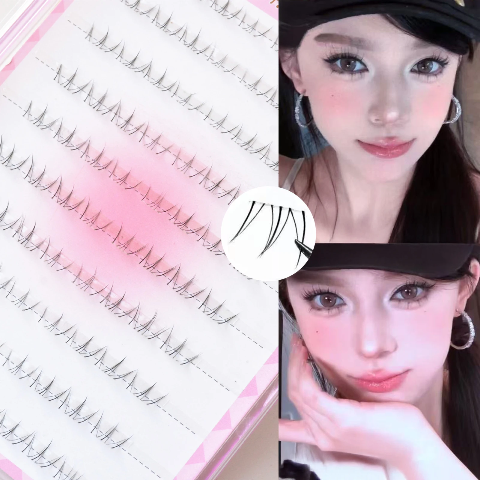 Natural Curl Lower False Eyelashes Transparent Band Cat Style Bottom Lashes Extension Mixed 5-6mm Comic Under Eye Lashes