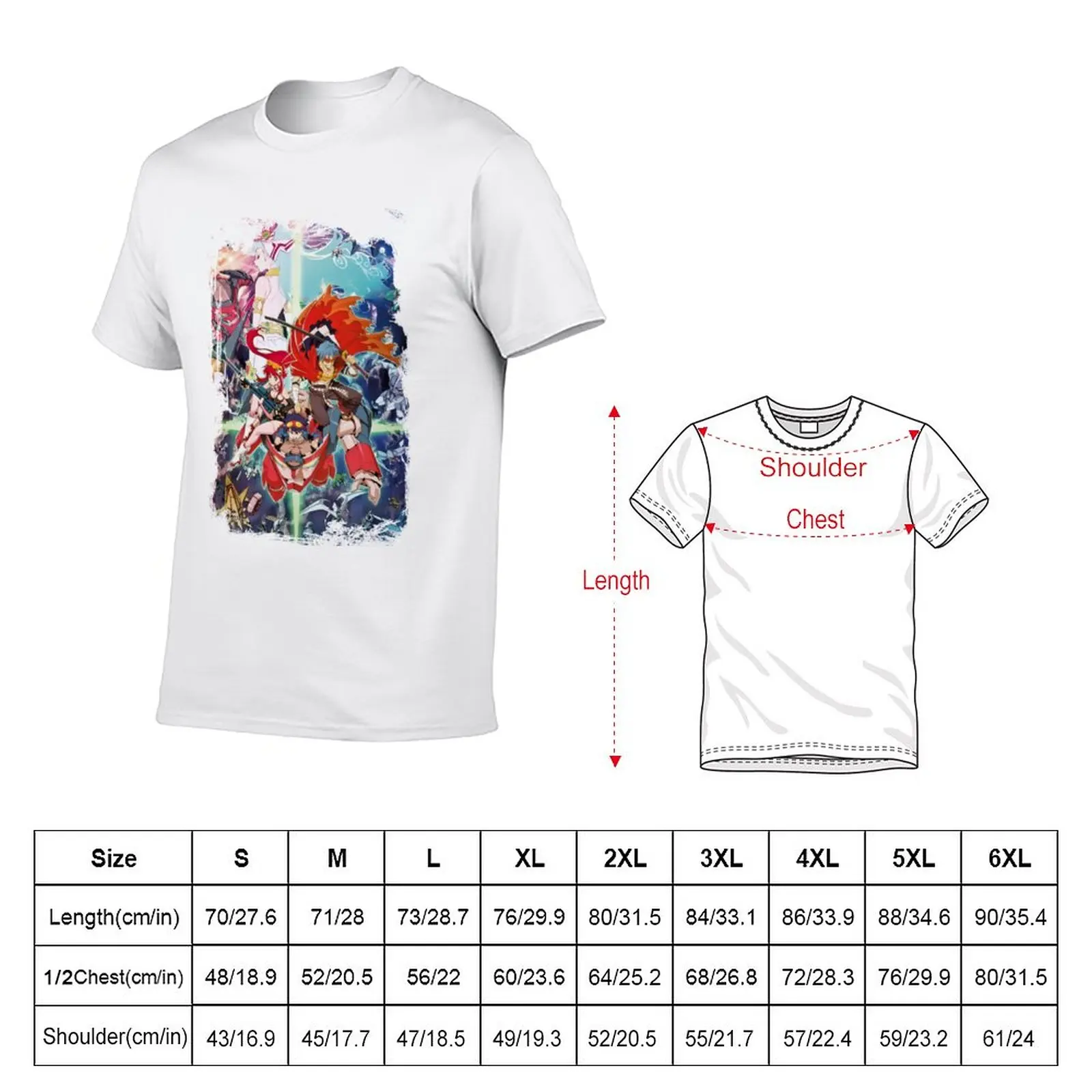 New Gurren Lagann Characters Gurren Lagann Tengen Toppa Anime Grunge Border Poster Design Gift T-Shirt Anime T-Shirt T-Shirt