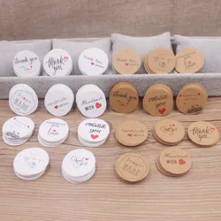 New 3.5cm circular white/kraft paper gift hang tag DIY thank you packaging label cookies wedding gift label