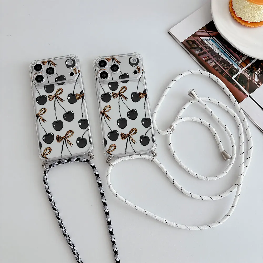 Funda Antigolpes Con Diseño De Cerezas Para Iphone 17 16 15 14 13 12 11 Pro Xs Max 7 8 6 Plus Mini Xr Air 16E 17E Con Cordón Cruzado — -82%, $6.94 Coupon, from $1.52 – 82% descuento – €1.52