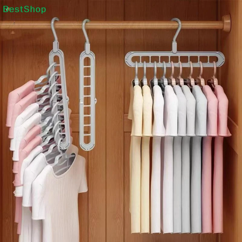 3Pcs 9-Hole Foldable Clothes Hangers Plastic Space Saving Organizer Hangers For Clothes Home Closet Wardrobe Hanger
