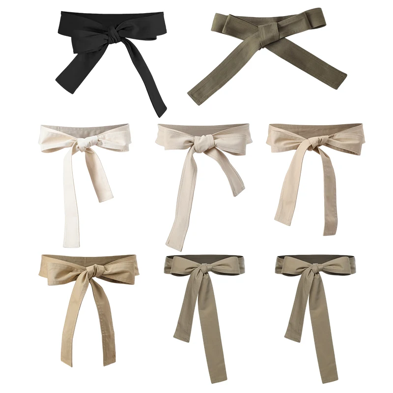 Women Classic Waist Belt Trench Coat Dress Knotting Waistbelt Office Lady Fashion Outerwear Winter Jacket Self‑Tie Ribbon Sash