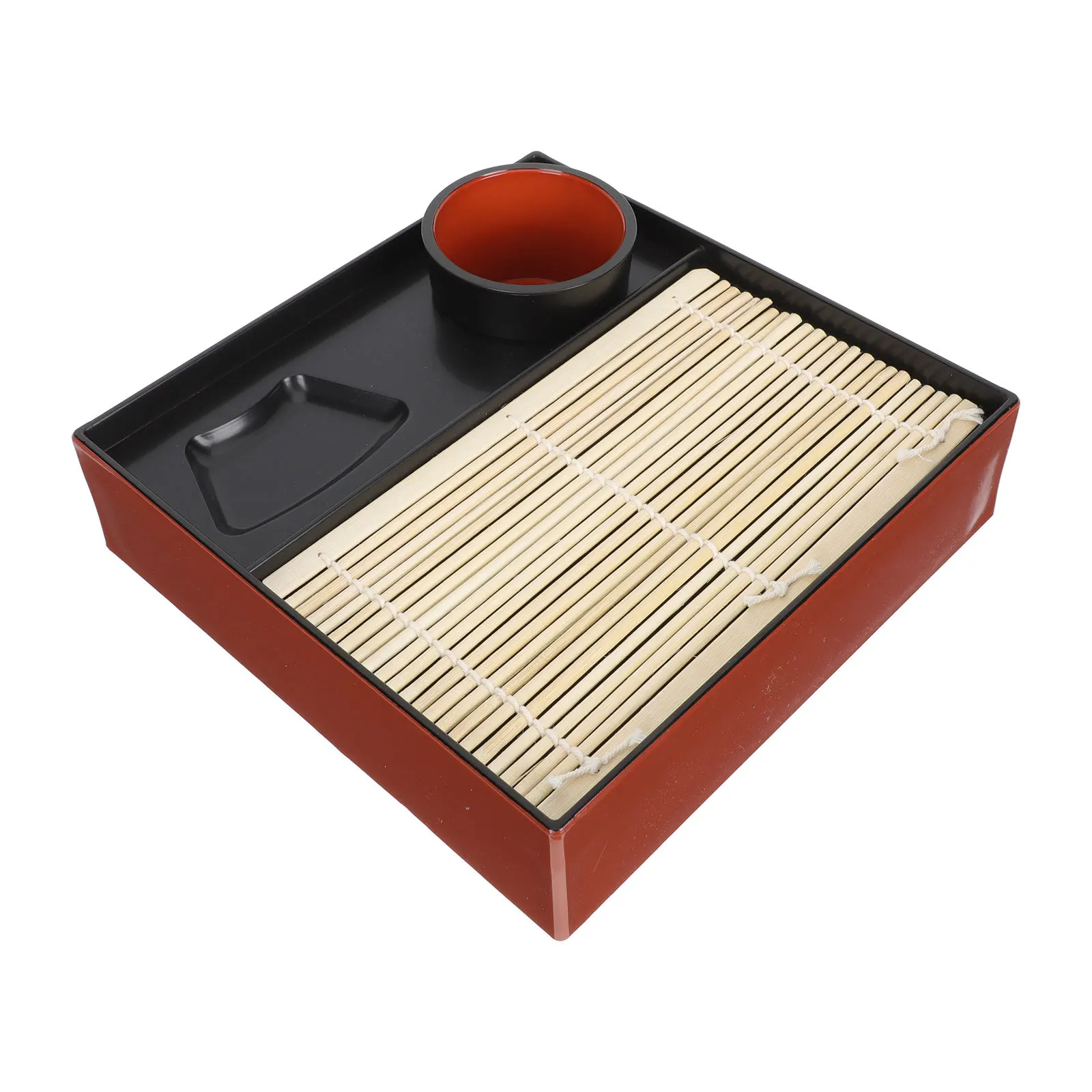 1 Juego de plato de fideos japonés Soba Udon, plato cuadrado, estilo tradicional, ligero, resistente, compacto, bandeja para fideos fríos
