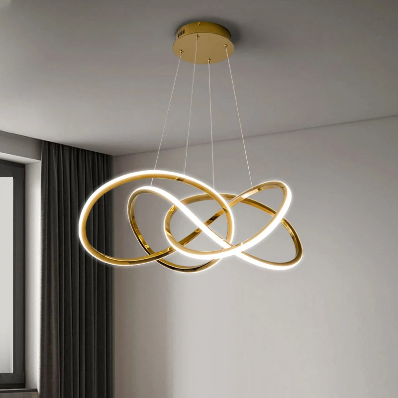 Imagem -05 - Gold Lustre Ring Led Pendant Lights Lustres Modernos para Sala de Estar Decoração para o Quarto Iluminação da Sala de Jantar