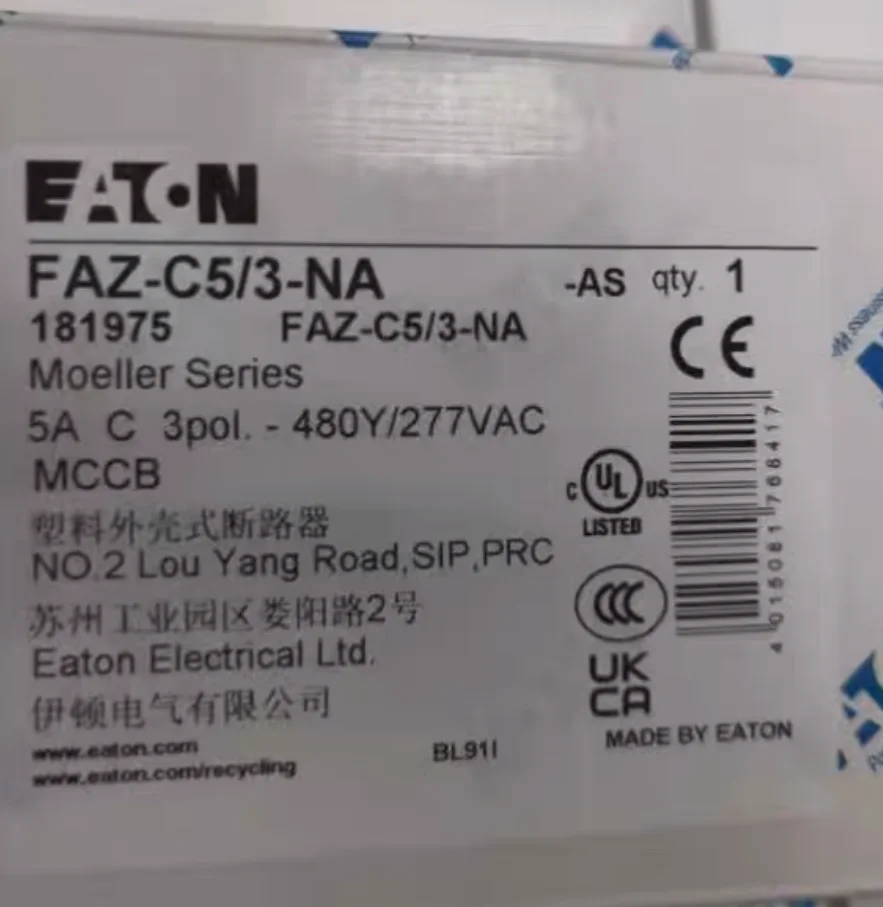 

New original Eaton miniature Circuit breaker FAZ-C5/3-NA