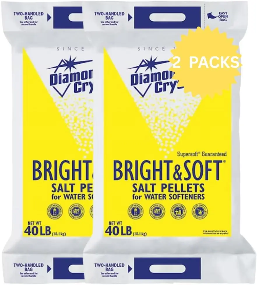 

40 lb Water Softener Salt Pellets 2 Pack, Pure Anti-Caking Formula for Soft Water & Appliance Protection