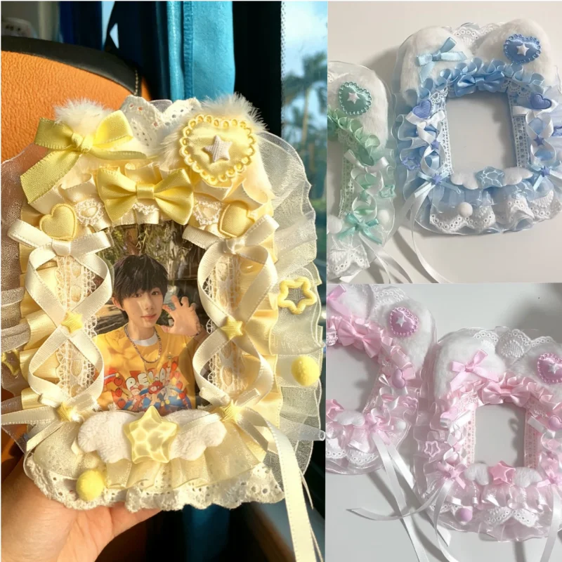 

Cute Cat Ear Card Sleeve Celebrity Anime Collectible Small Card Protector Ita Bag Diy Accessories Y2k Sweet Lace Bow Card Holder