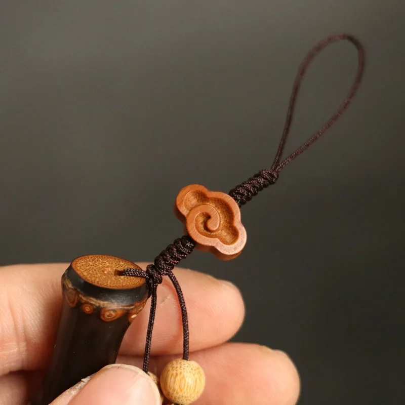 Natural Purple Bamboo Car Keychain Full Joint Carved Wooden Pendant Fidget Toy Stress Relief Unisex Handcrafted Decorative Gift