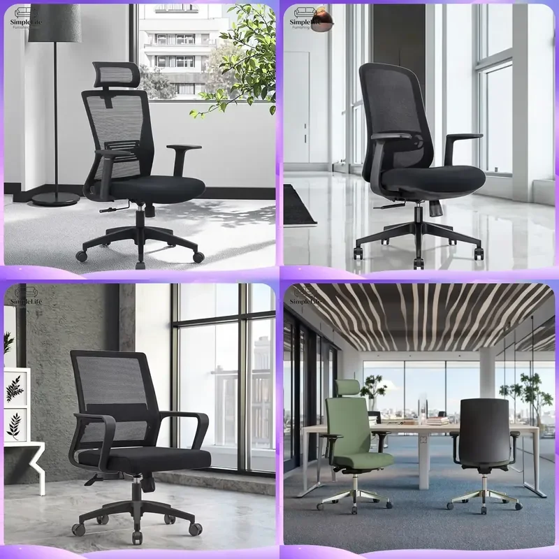 Cadeira de Escritório Ergonômica com Encosto Alto em Malha, Cadeira de Computador Executiva Giratória com Suporte Lombar Ajustável para Casa