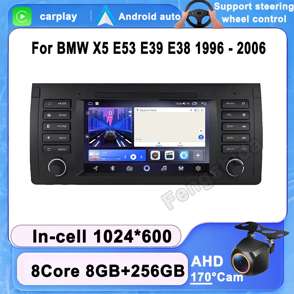 

Android 15 CarPlay For BMW X5 E53 E39 E38 1996 - 2006 7inch Car Radio Multimedia Player Wireless GPS Navigation Stereo RDS FM