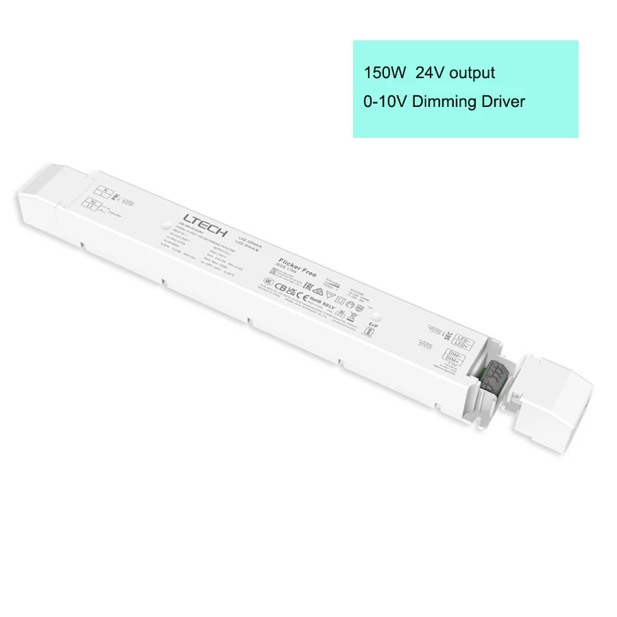LTECH New Led 0-10V Dimming Driver;AC 220V-240V Input;12V 24V 150W CV Constant Voltage Intelligent Power Supply Dim Driver