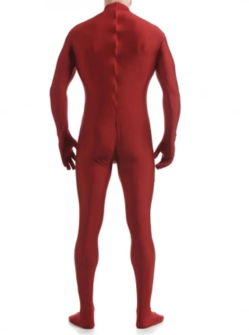 Combinaison de batterie en spandex rouge foncé imbibé Zentai