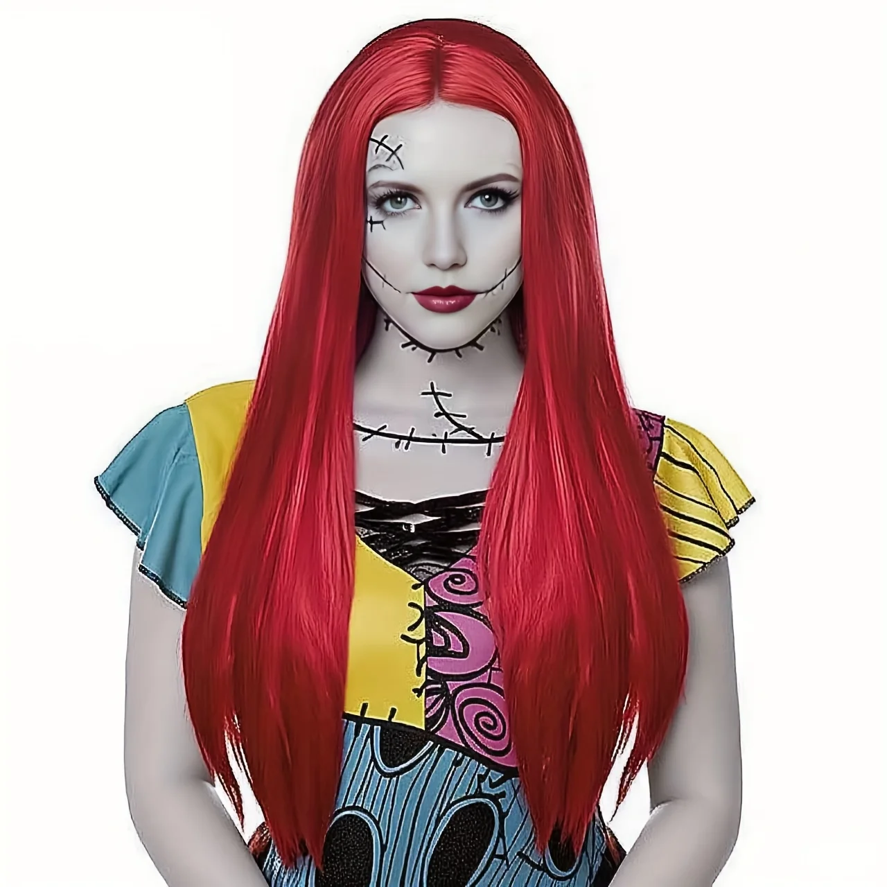شعر مستعار صناعي طويل أحمر للنساء، زي كرنفال الهالوين، مناسب لعملاء الإناث البالغات #1