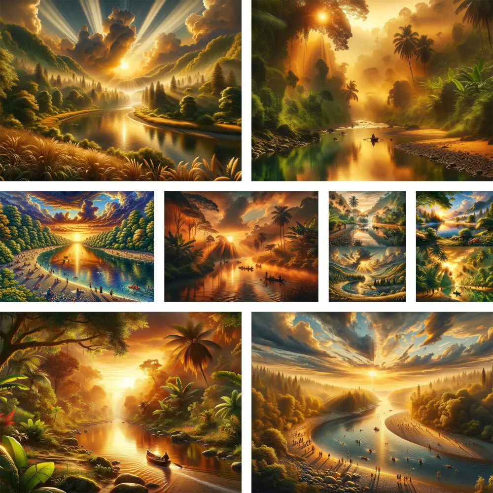 Landscape Autumn Moon DIY Painting By Numbers Complete Kit Oil Paints 40*50 Canvas Pictures Wall Decoration Crafts For Adults