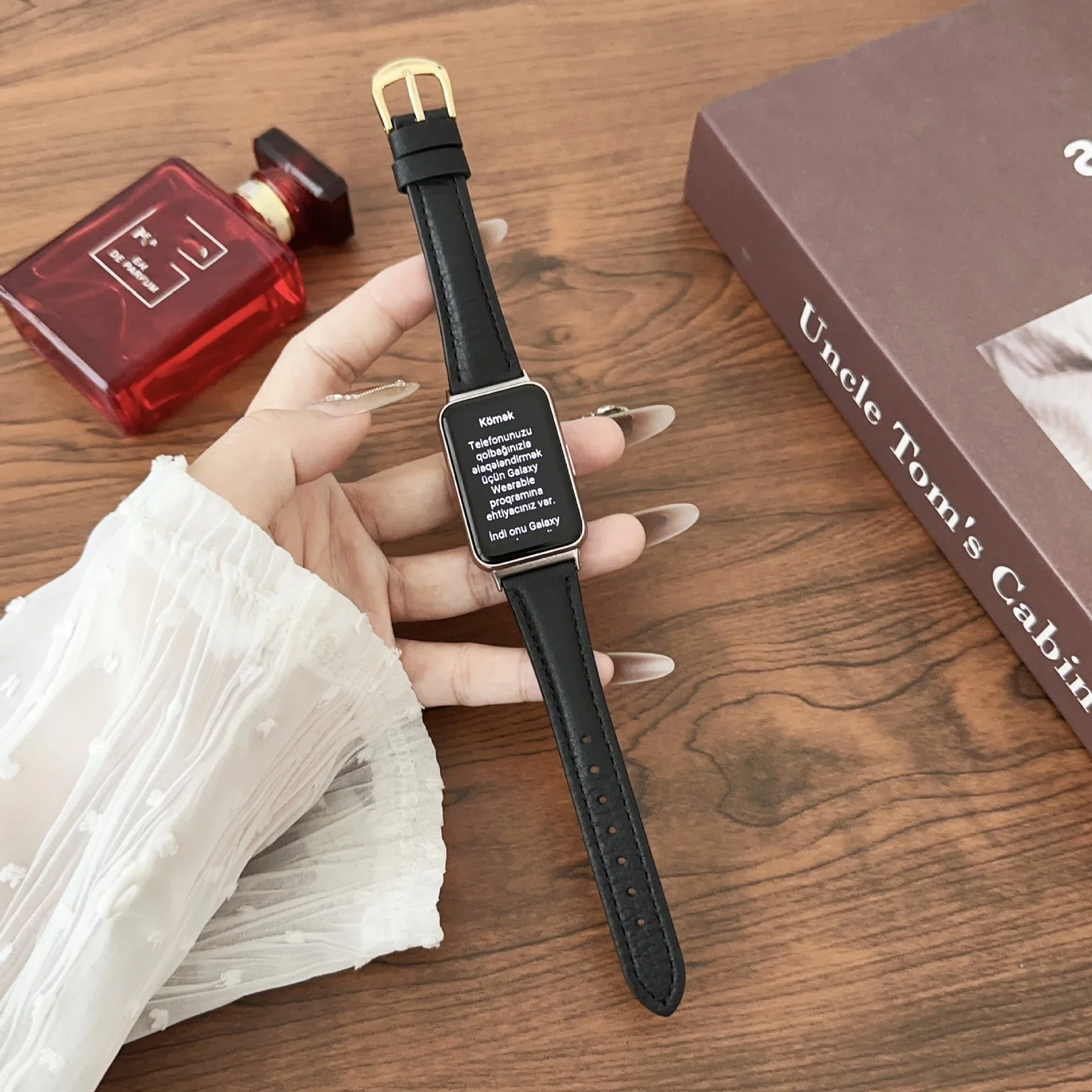 Pulseira de couro fina para samsung galaxy fit 3, pulseira feminina para samsung galaxy fit 3 SM-R390, acessório substituível