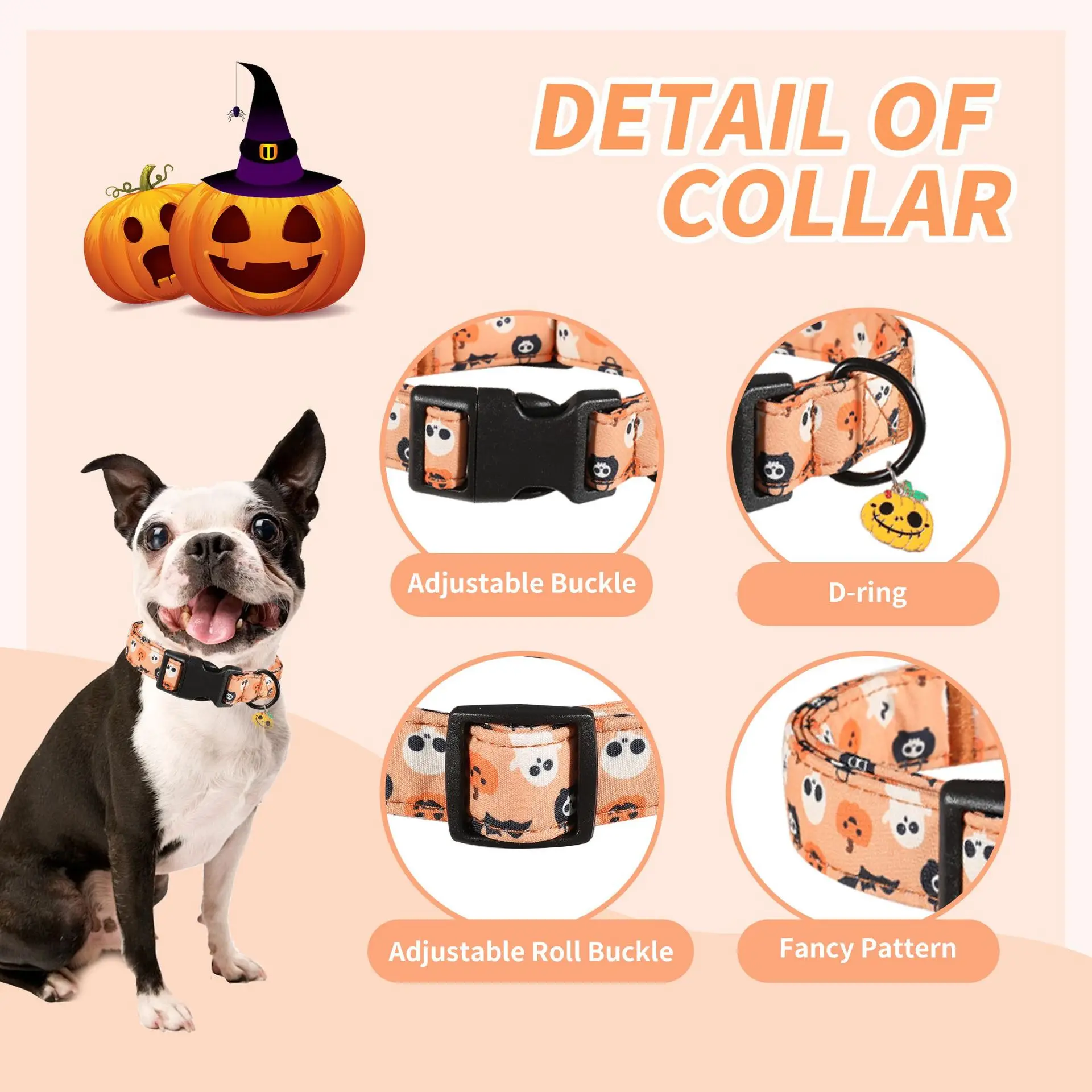 Halloween-Hundehalsbänder: Anti-Biss-Halsabdeckungen und spezielle Halsketten für unterwegs – für große, mittlere und kleine Hunde sowie Katzen – Detail 8