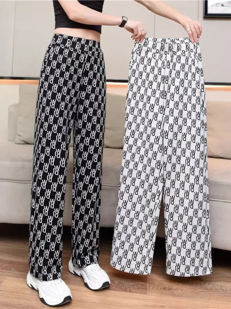 

Широкие брюки с высокой талией, женские летние тонкие шифоновые брюки длиной до пола, свободный крой, повседневные драпированные прямые брюки