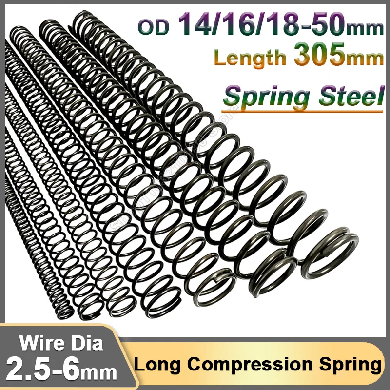 

Wire Dia 2.5 3 4 5 6mm Black 305mm Long Compression Spring Steel Y Type Compressed Release Pressure Return Spring OD 14 16-60mm