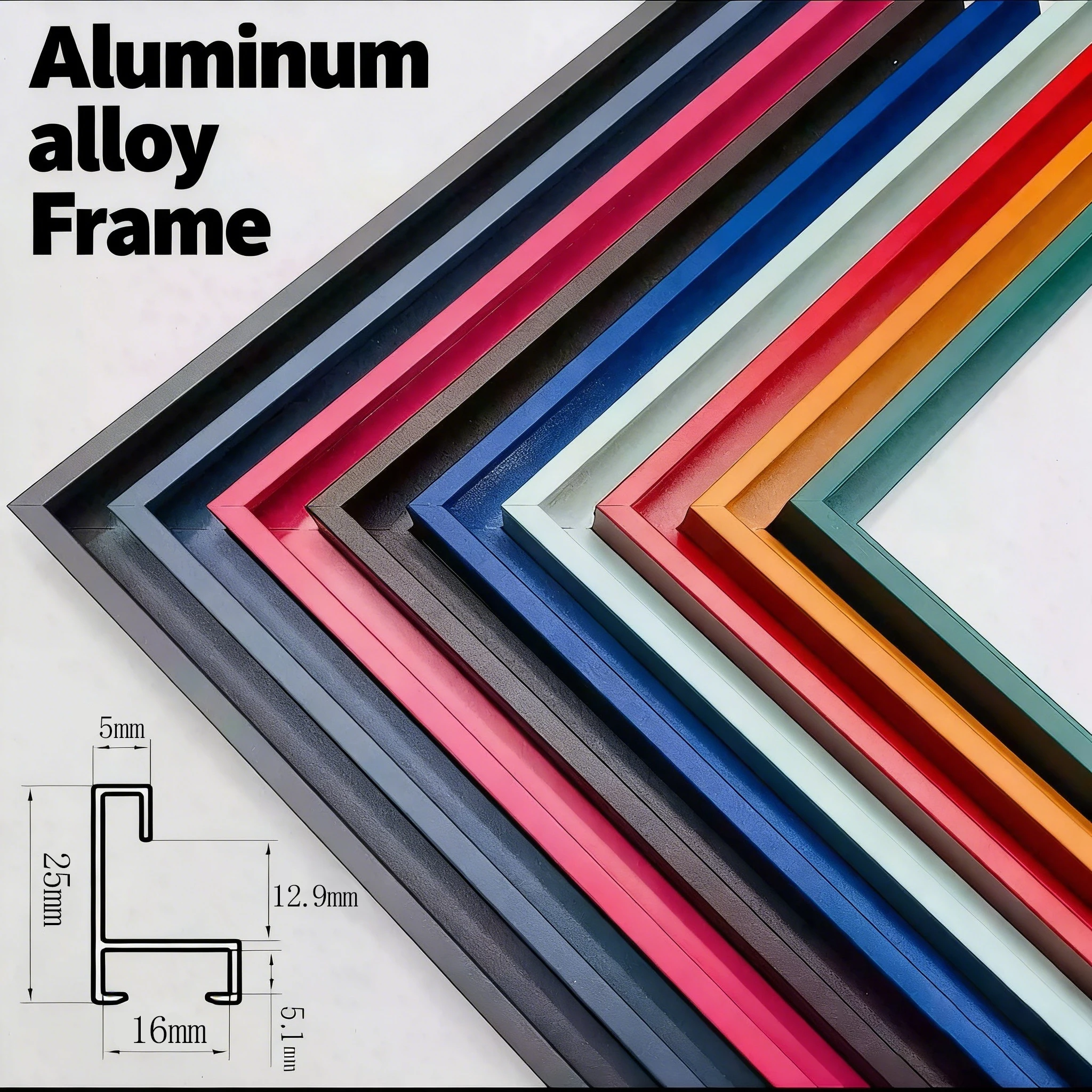 

8 Colors Customisable DIY Metal Oil Painting Outer Frame Black Titanium Gold Silver Aluminium Frame Wall Art Poster Home Decor
