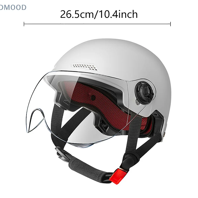 Casco de motocicleta para hombre y mujer, protector de cabeza con lente de conducción eléctrica, ventilación cómoda, ajustable, de seguridad, para las cuatro estaciones, 1 piezas