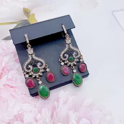 Neovisson Chic Moroccan Aristocratic Women Earring Hollow Flower Long Drop Dangler Handmade Casual Clothing Accessories