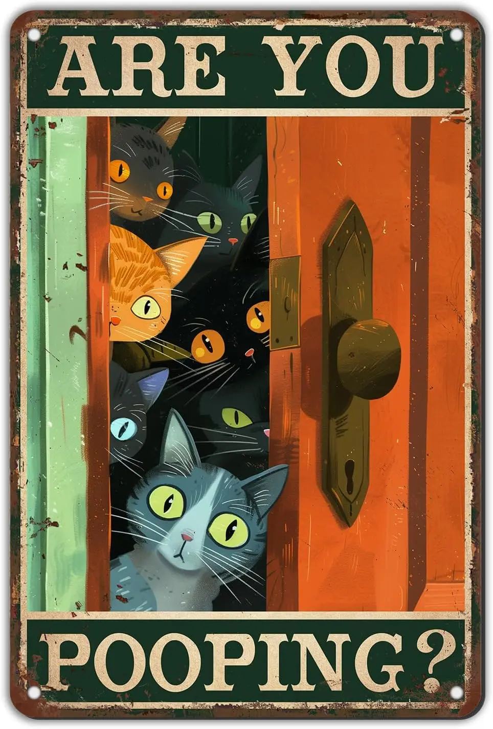 Vintage Cats Tin Sign Are You Pooping Metal Sign Retro Wall Decor for Home Bathroom Toilet Washroom Restroom Pubs Club Funny Sig