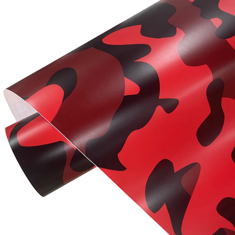 Premium Camouflage Black Red Vinyl Wrap Film Self Adhesive Car Decal Sticker Wrapping with Air Release Bubble Free view 3