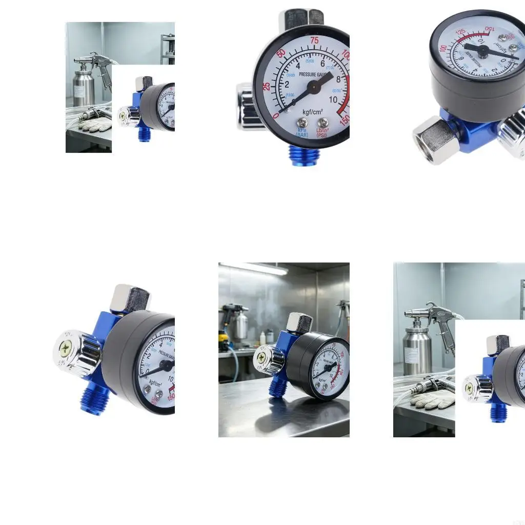 37ME Threaded Air Regulator with Gauge for Paint Repair Work, Side Knob Adjustment, Touch-Up Tasks, Hardware Refinish Use, and