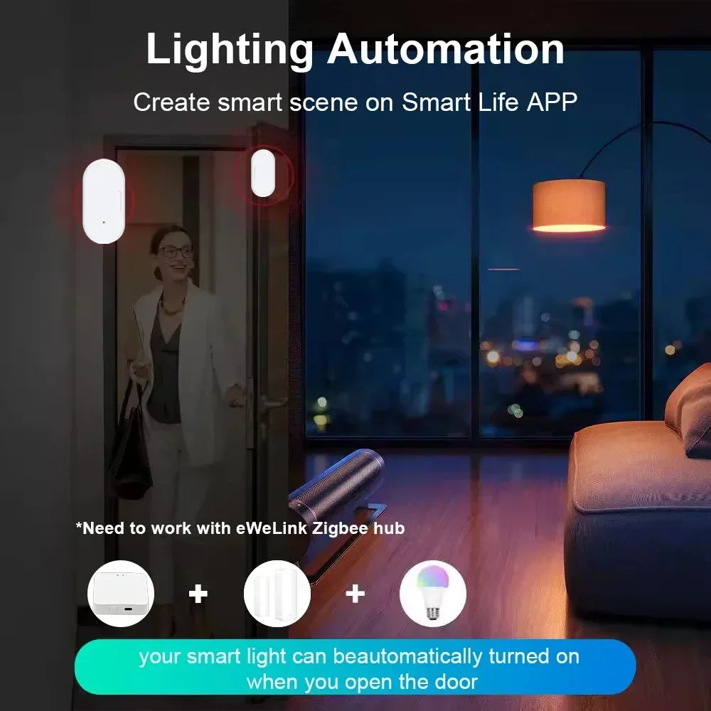 Ewelink ZigBee Door Window Sensor Contact Sensor Security Burglar Alarm Magnetic Door Sensor Support Home Assistant Zigbee2mqtt