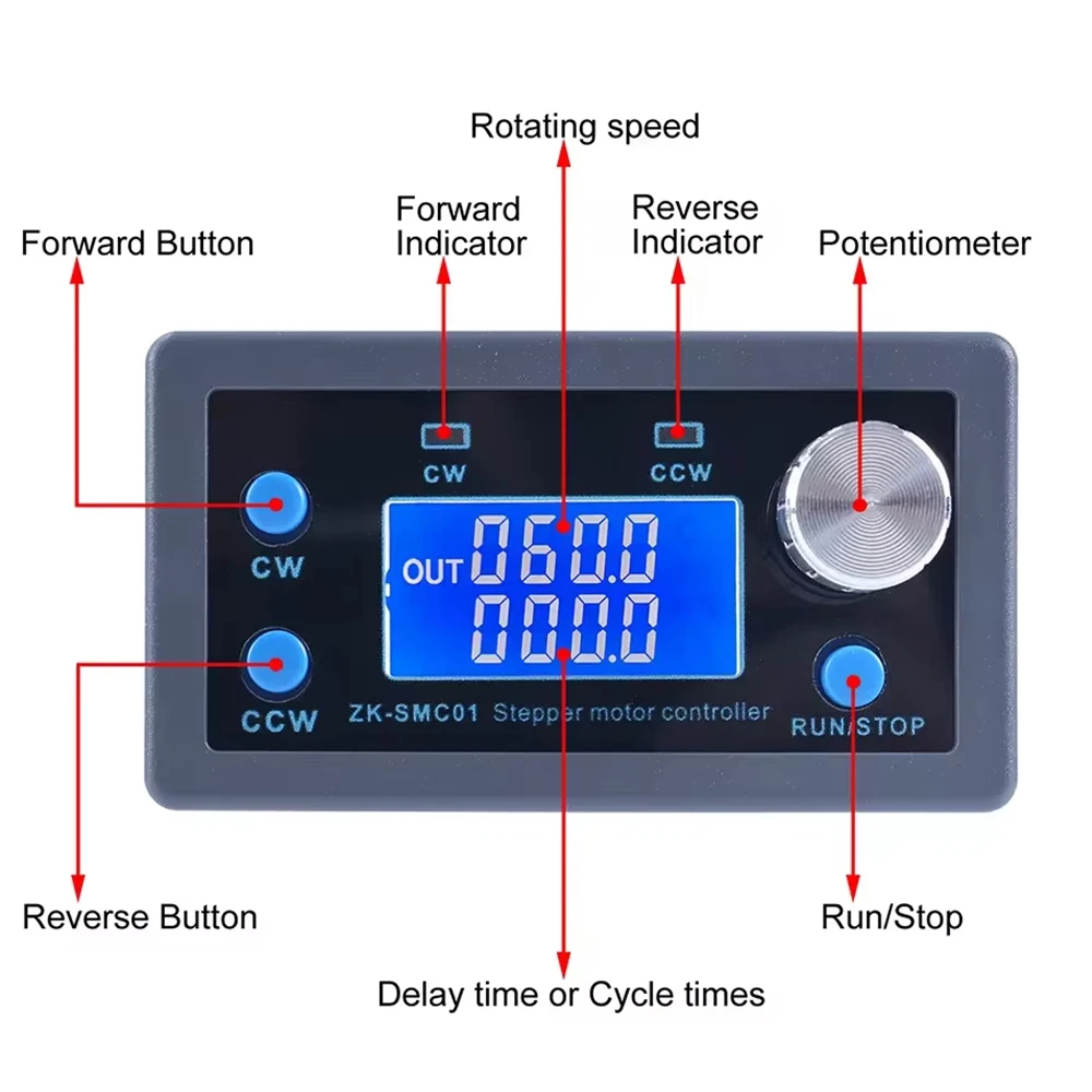 CNC Stepper Motor Pulse Generator Industrial Automatic Stepper Motor Single Axis Controller ZK-SMC01 CNC HD LCD Display Machine