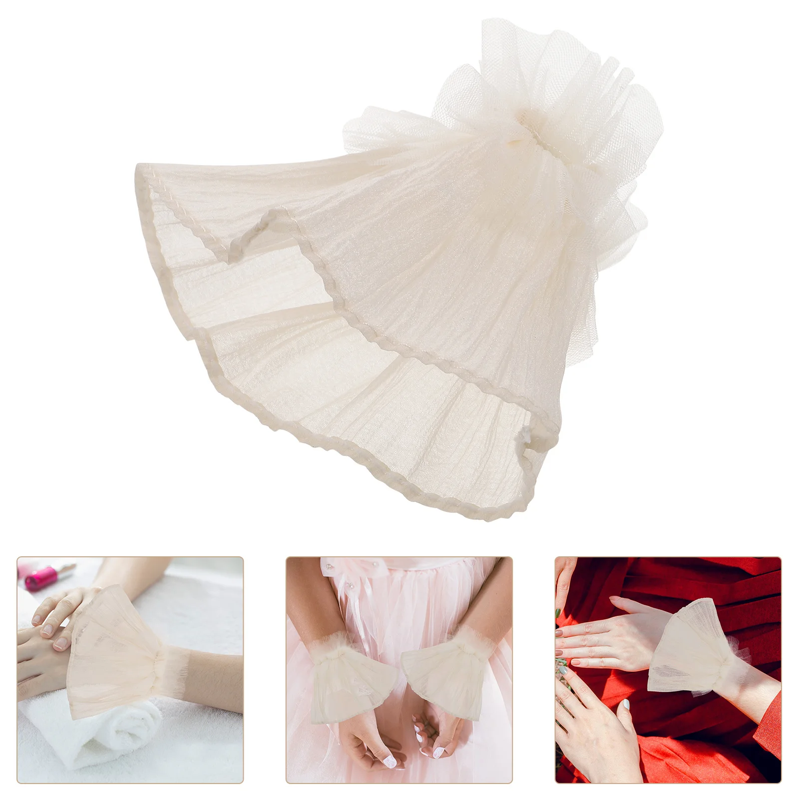 

1 Pair Mesh Wrist Cuff Nail Photography Accessories Removable Fake Sleeve Design Soft Comfortable White Cuff Sleeves for Wedding