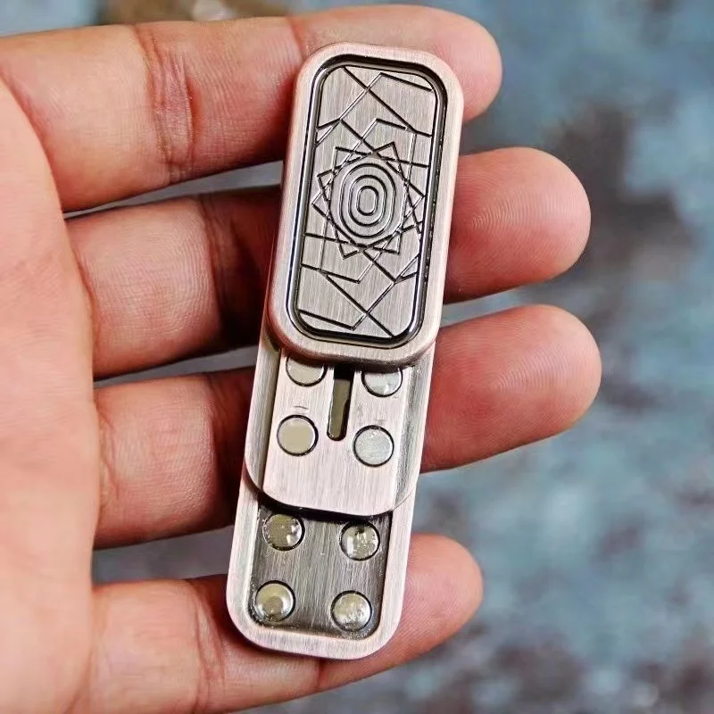 

EDC Metal Hand Spinner Magnetic Push Slider 3-Stage Structure Sensory Fidget Toy Relieve ADHD Anxiety Stress for Kids and Adults