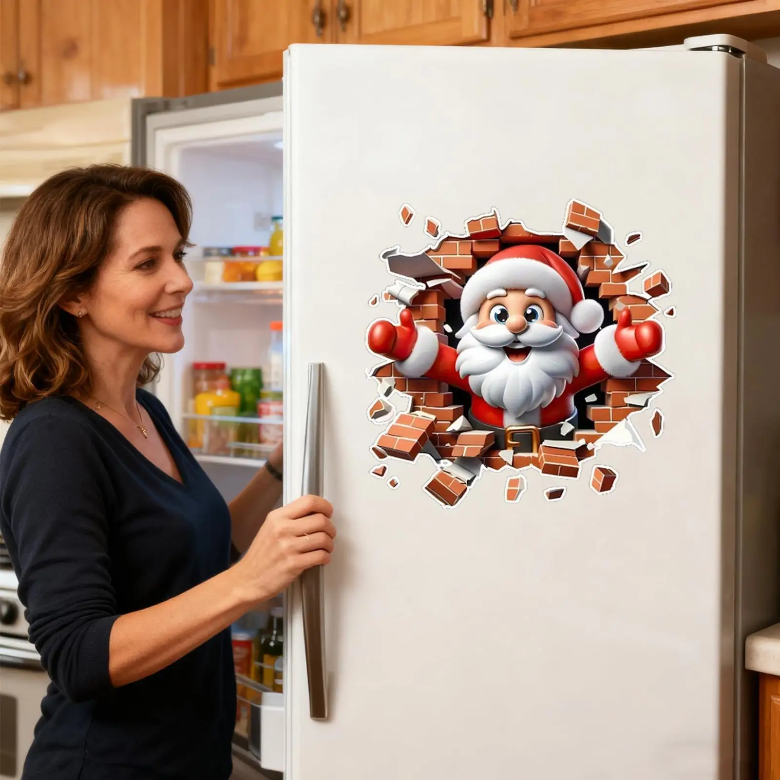 Santa Wall Decal Santa Claus Breaking The Wall Sticker Christmas Decorations Toilet Seat Lid Decals For Home Party Living Room