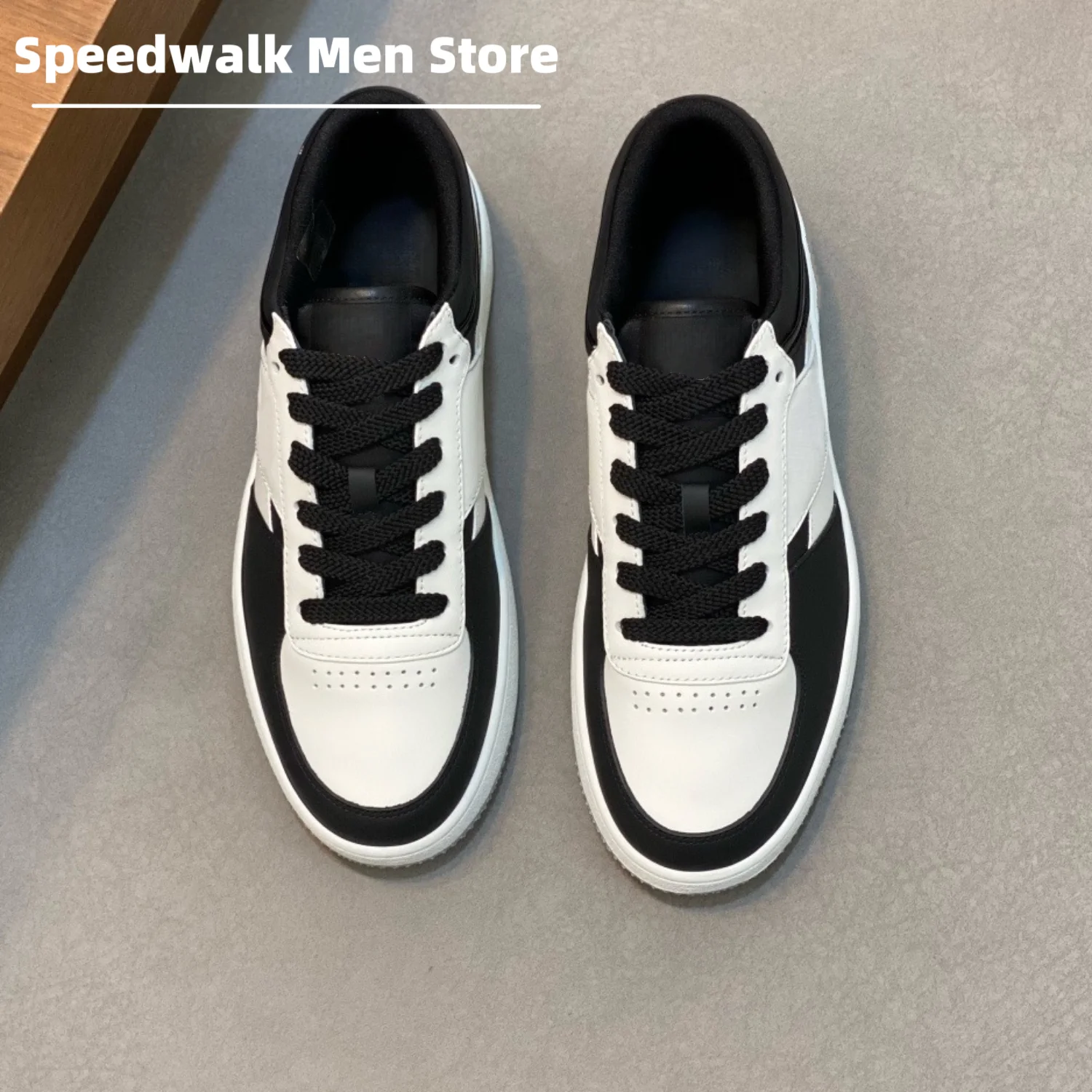 Fashion Men Stitching Leather Casual Sneakers Multi Color Lace Up Low Top Skate Shoes Wear Resistant Outdoor Walking Trainers