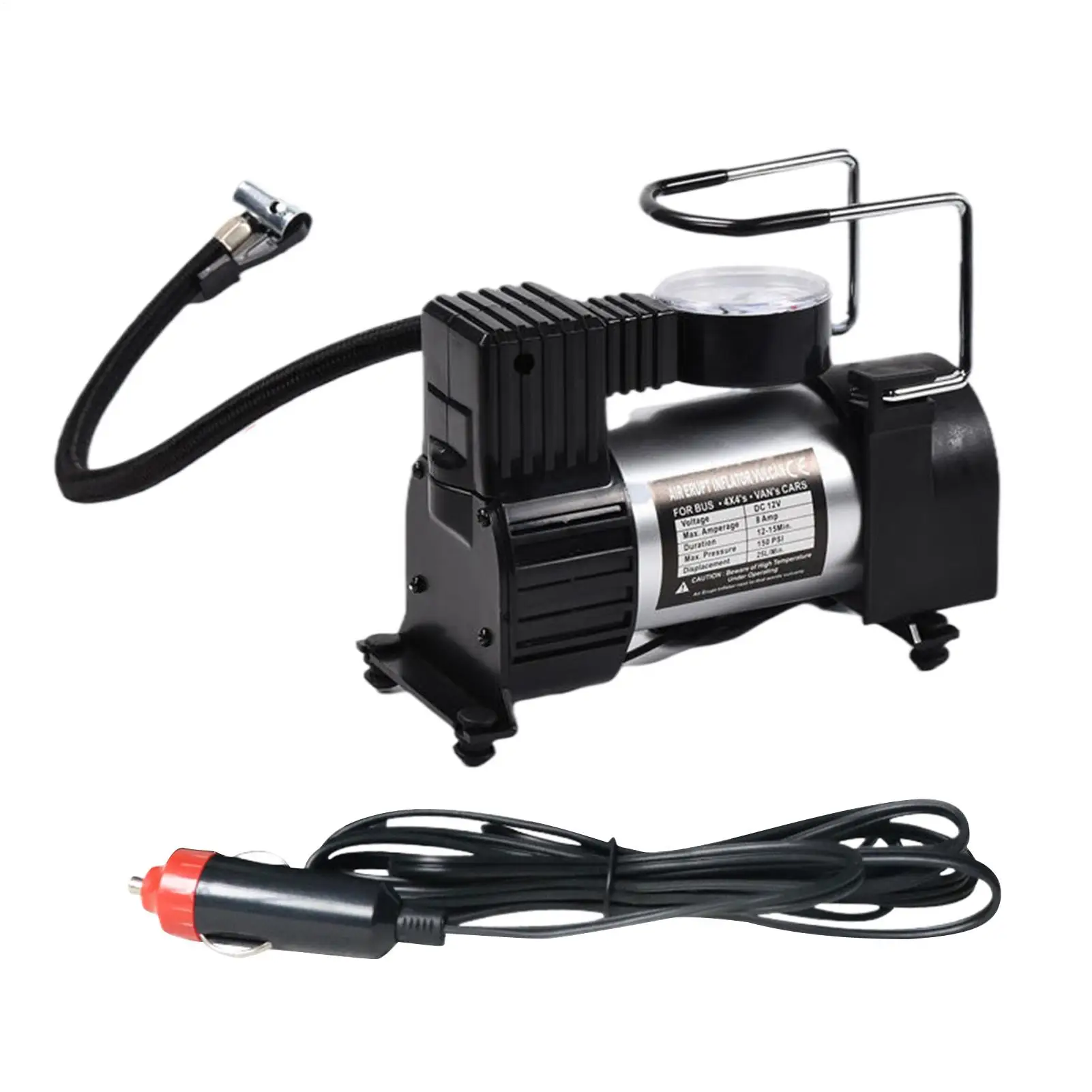 

Портативный воздушный компрессор 12В с питанием от постоянного тока, с манометром, портативный насос для накачивания шин автомобиля, велосипедов, мячей, воздушных шаров, надувных игрушек для бассейна