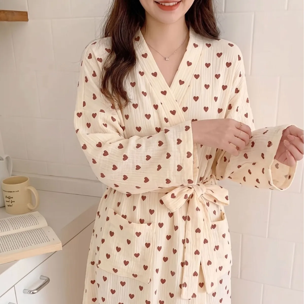 New Women's Robe for Spring and Autumn, Long-Sleeve, Sweet and High-End Long Sleepwear for Girls, Home Wear, Women's Bathrobe image 5