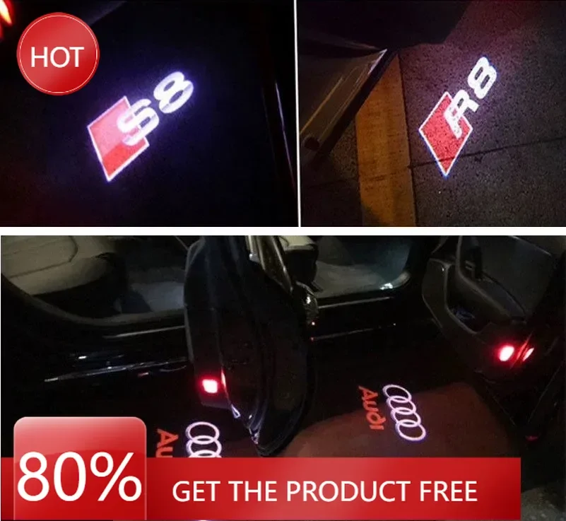 

2025 Автомобильная дверь AUDI Добро пожаловать Светодиодная HD лампа проектора для Audi A3 A4 B8 8P 8V A6 C7 A5 Q5 B7 B6 SLINE QUTTRO RS Q3 Q7 S3 S4 S5