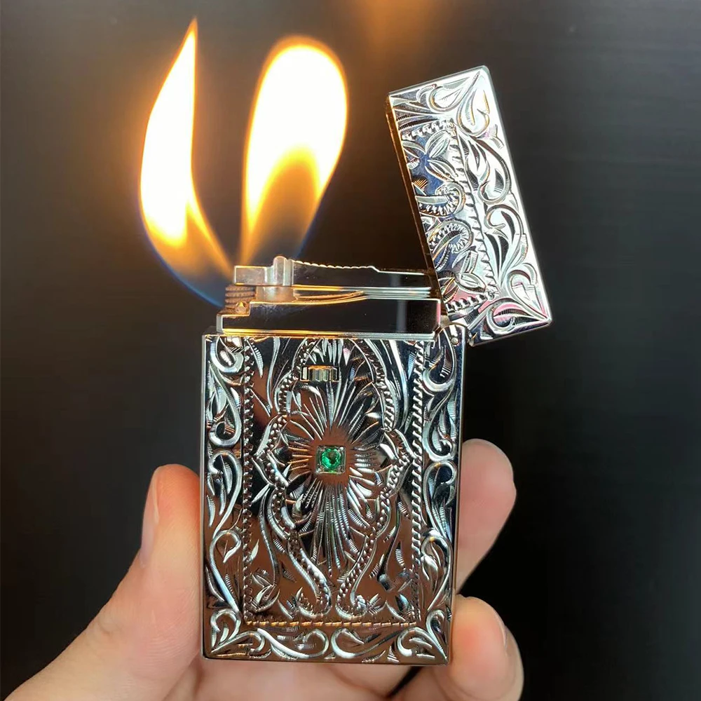 

Роскошная металлическая зажигалка ручной работы с двойным пламенем и креативным дизайном – высококачественная зажигалка для элегантного курения