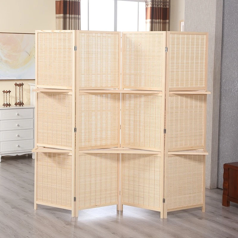 Screen partition simple mobile bedroom living room entrance wooden folding bamboo weaving, screen